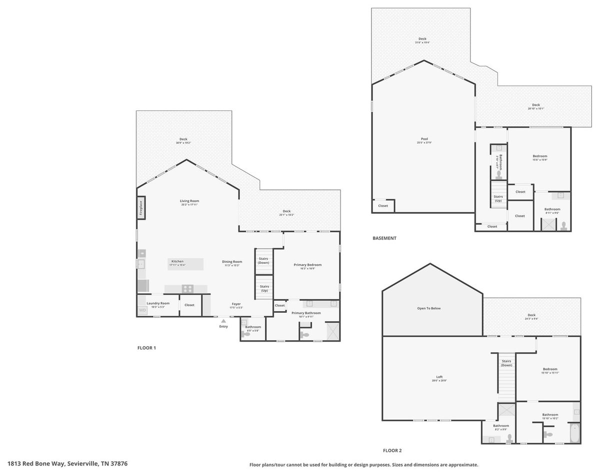 Combined floor plan for 1813 Red Bone Way, Sevierville TN