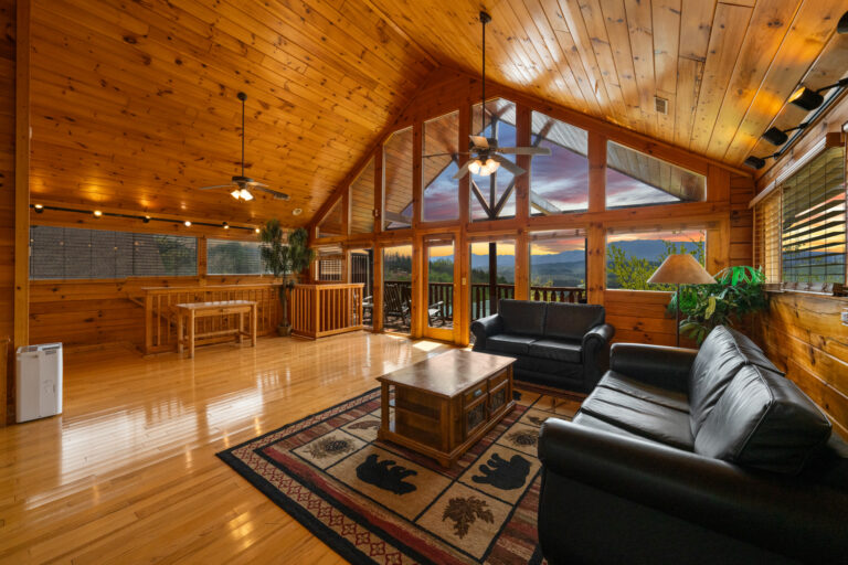 Cabin great room with tongue and groove ceiling at 2305 Rand Rd, Pigeon Forge TN