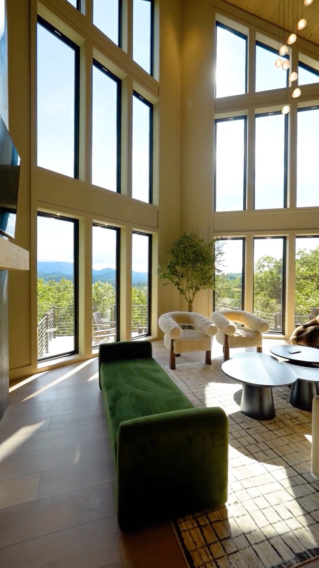 Two-story great room with a window wall and mountain views, Sevierville TN